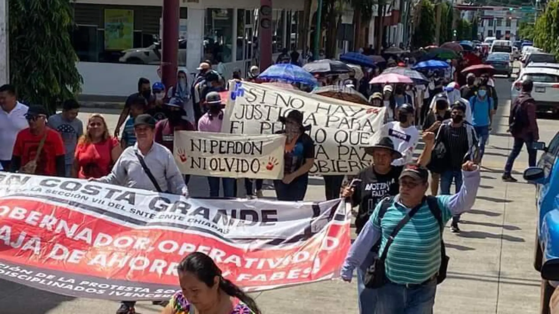 Marcha del magisterio en Tapachula